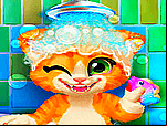 Le bain de Rusty le chat