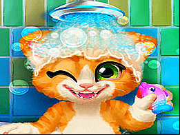 Le bain de Rusty le chat